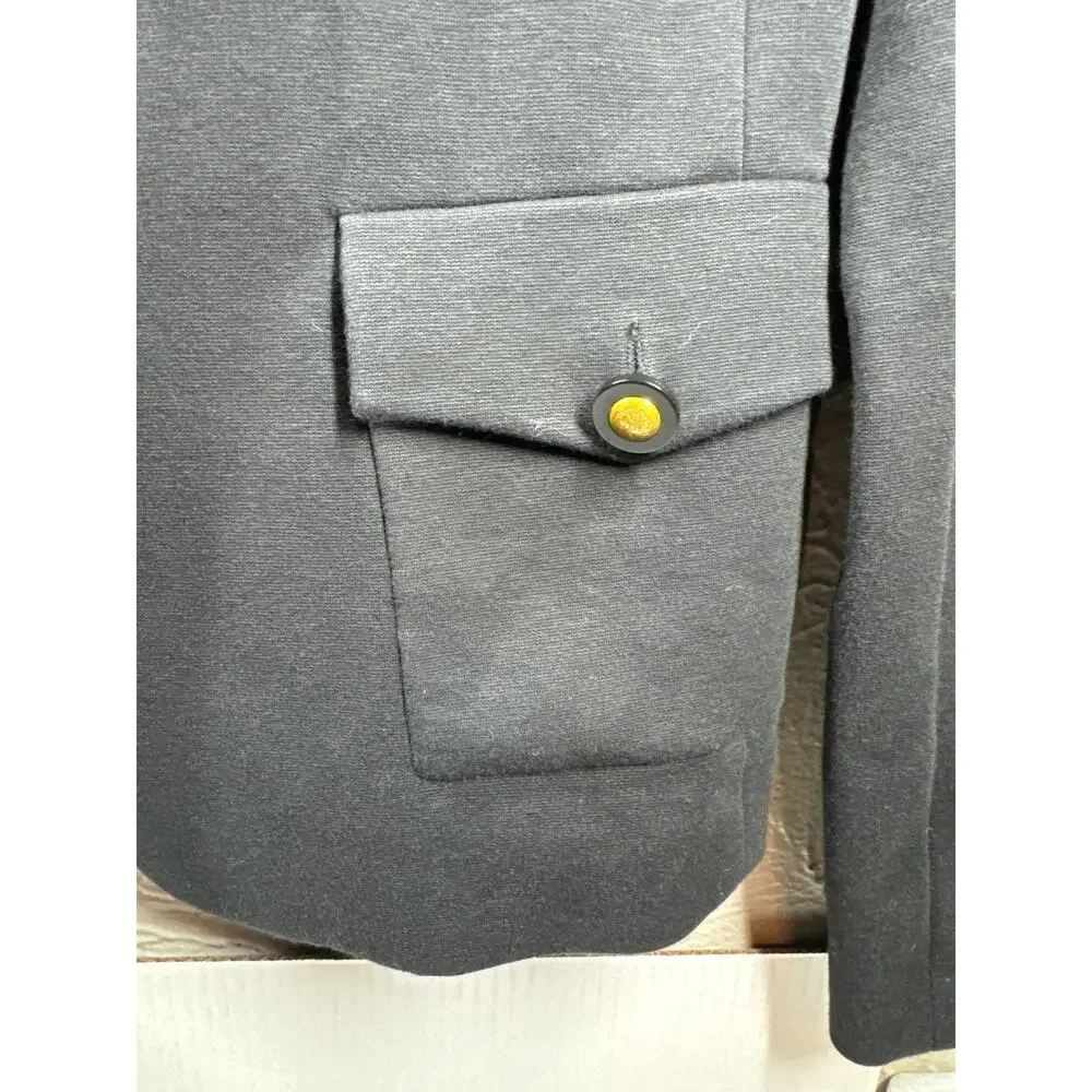 Tory Burch Classic Womens Black Knit Blazer Gold Buttons Single‎ Button Sz Small